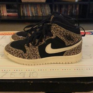 Youth leopard print Jordan 1s